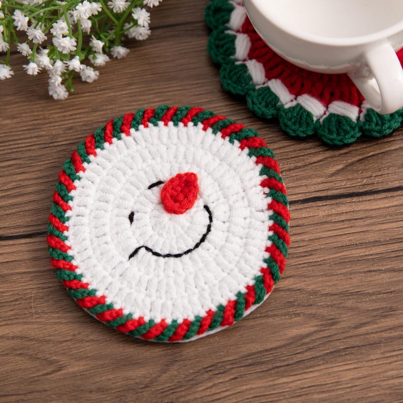 Sous-verres de Noël au crochet, décoration festive de table