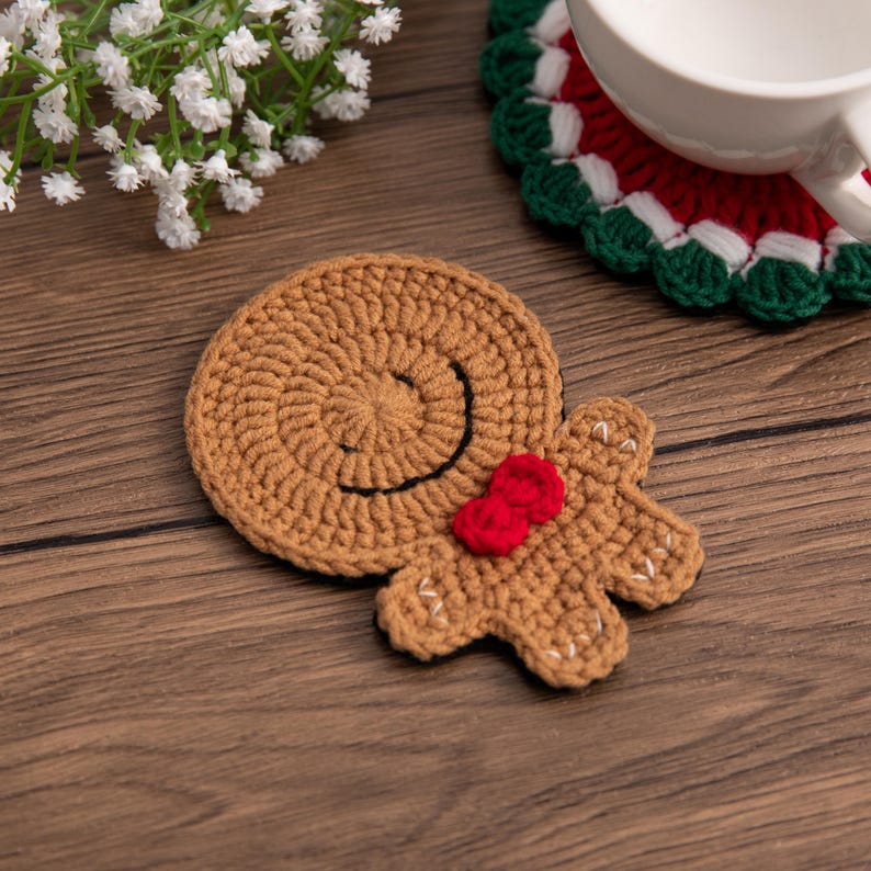 Sous-verres de Noël au crochet, décoration festive de table