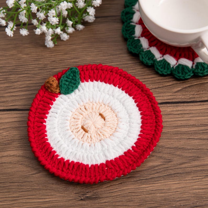 Sous-verres de Noël au crochet, décoration festive de table