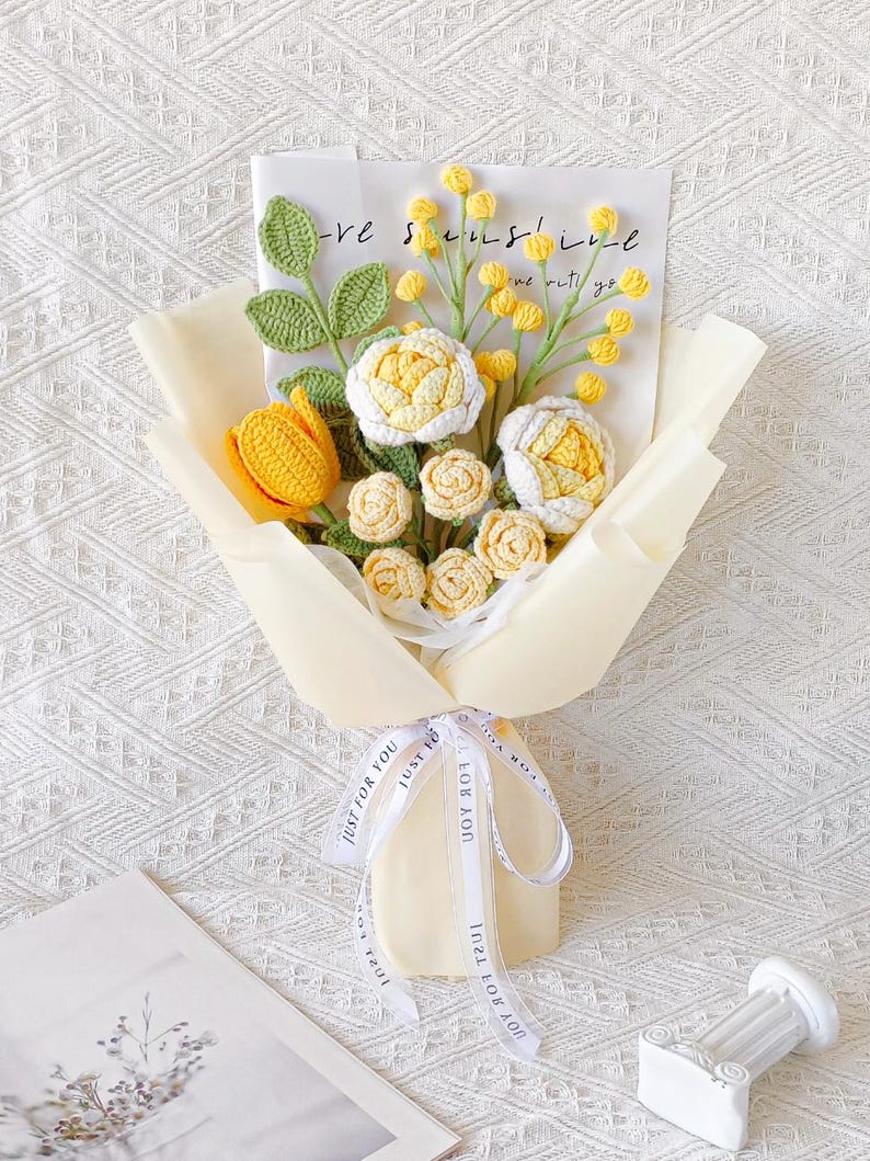 Bouquet de fleurs au crochet, roses éternelles maison mariage