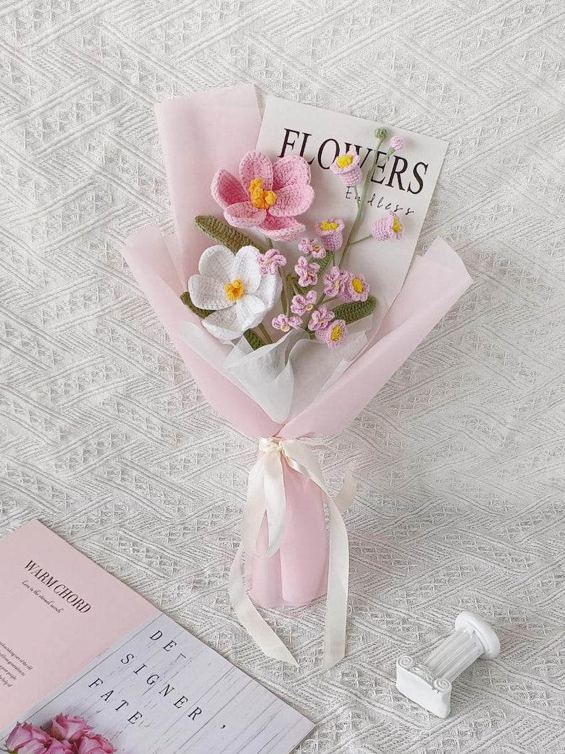 Bouquet de fleurs au crochet, roses éternelles maison mariage