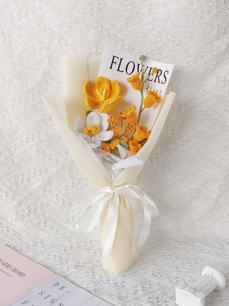 Bouquet de fleurs au crochet, roses éternelles maison mariage