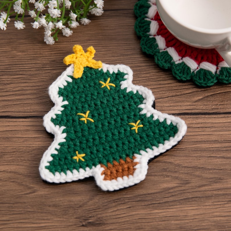 Sous-verres de Noël au crochet, décoration festive de table