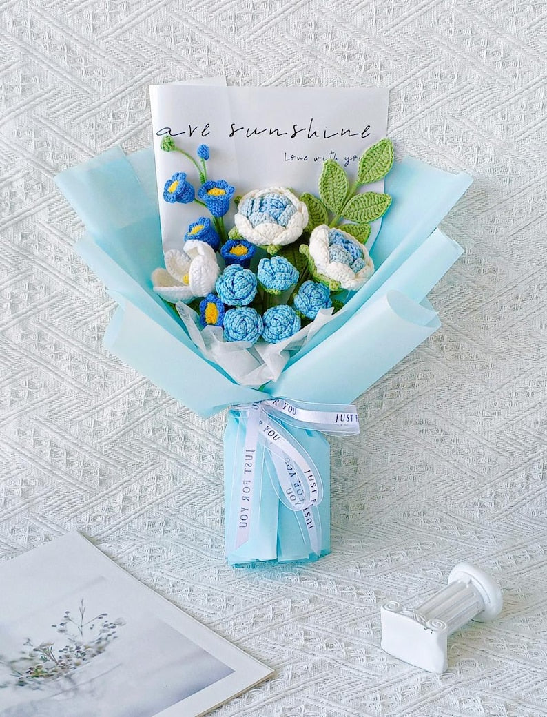 Bouquet de fleurs au crochet, roses éternelles maison mariage