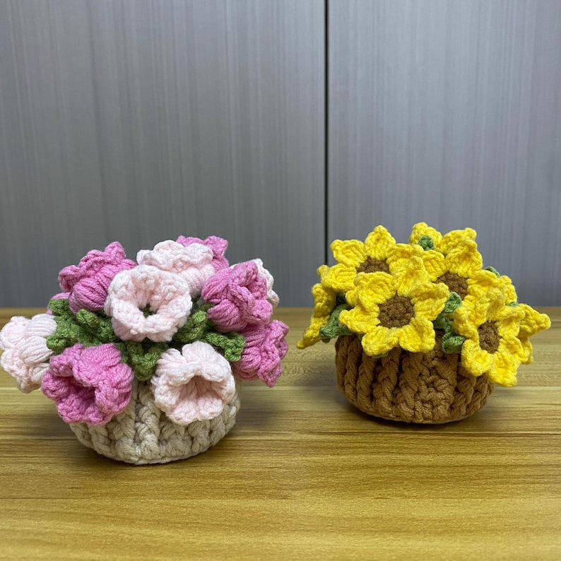Sous-verres floraux au crochet, porte-gobelet déco maison