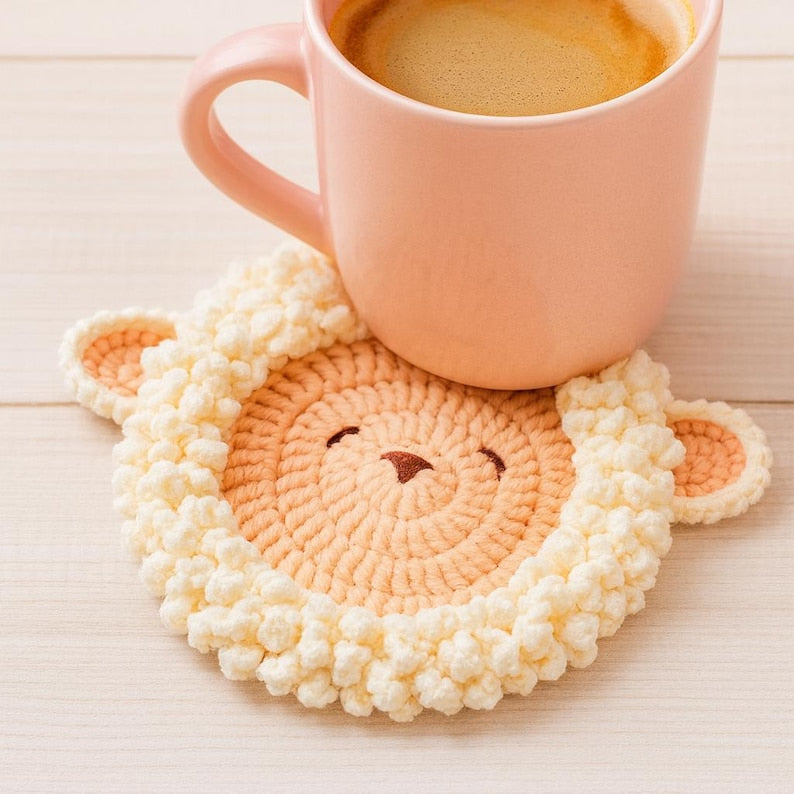 Sous-verre agneau au crochet, thème ferme, déco intérieure