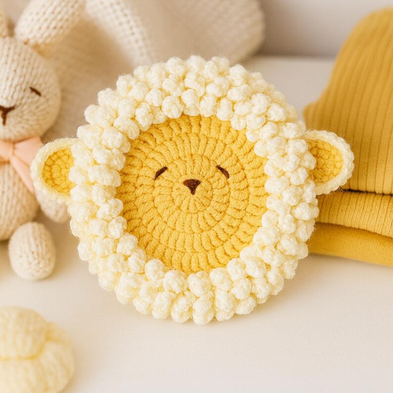 Sous-verre agneau au crochet, thème ferme, déco intérieure