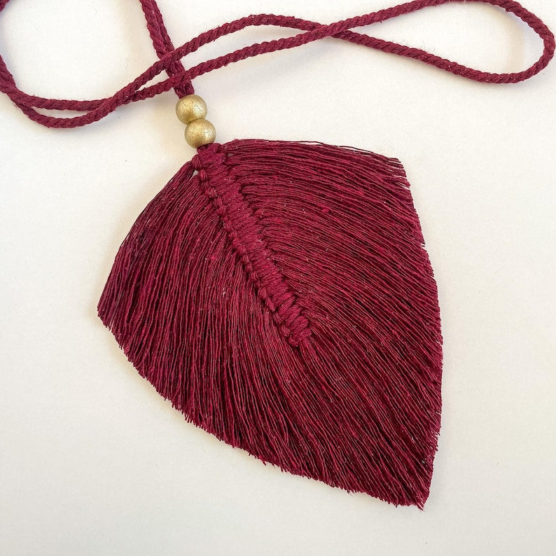 Lot de 2 embrasses de rideaux en macramé plumes et feuilles bohème