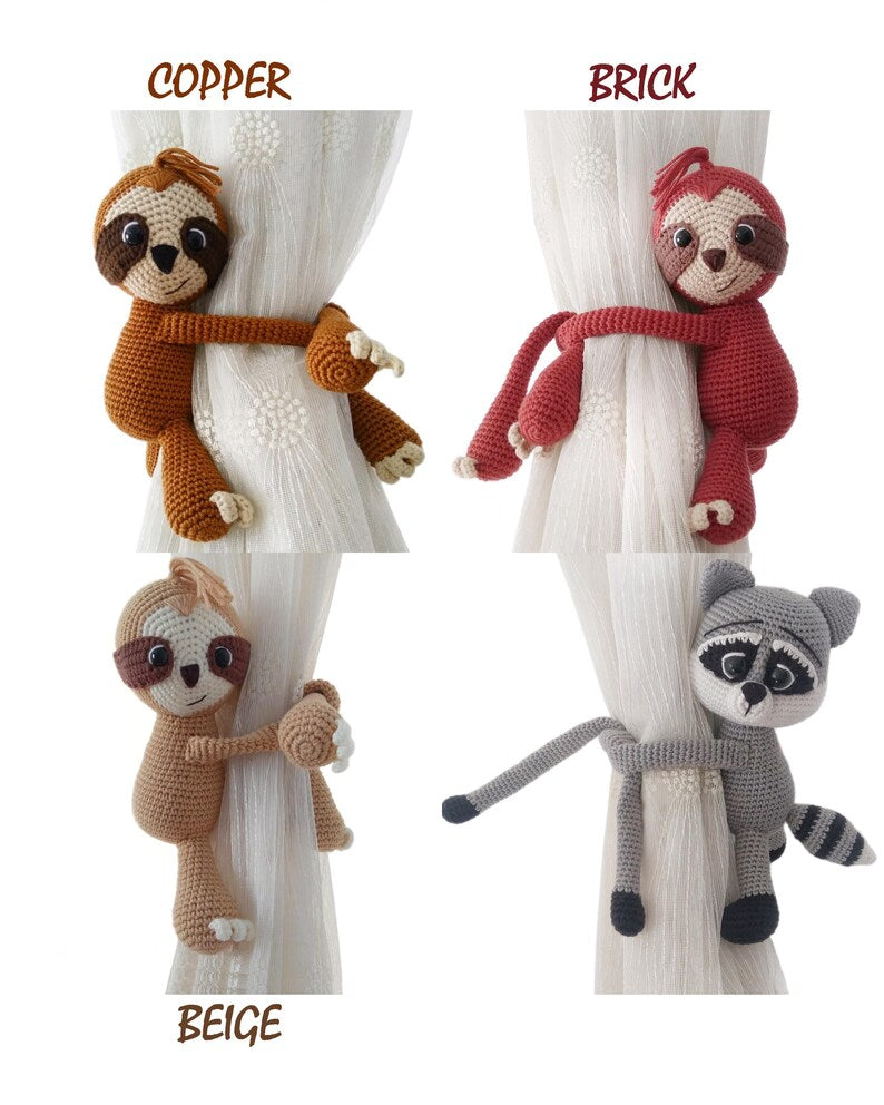 Embrasse de rideau crochet amigurumi animaux safari décoration