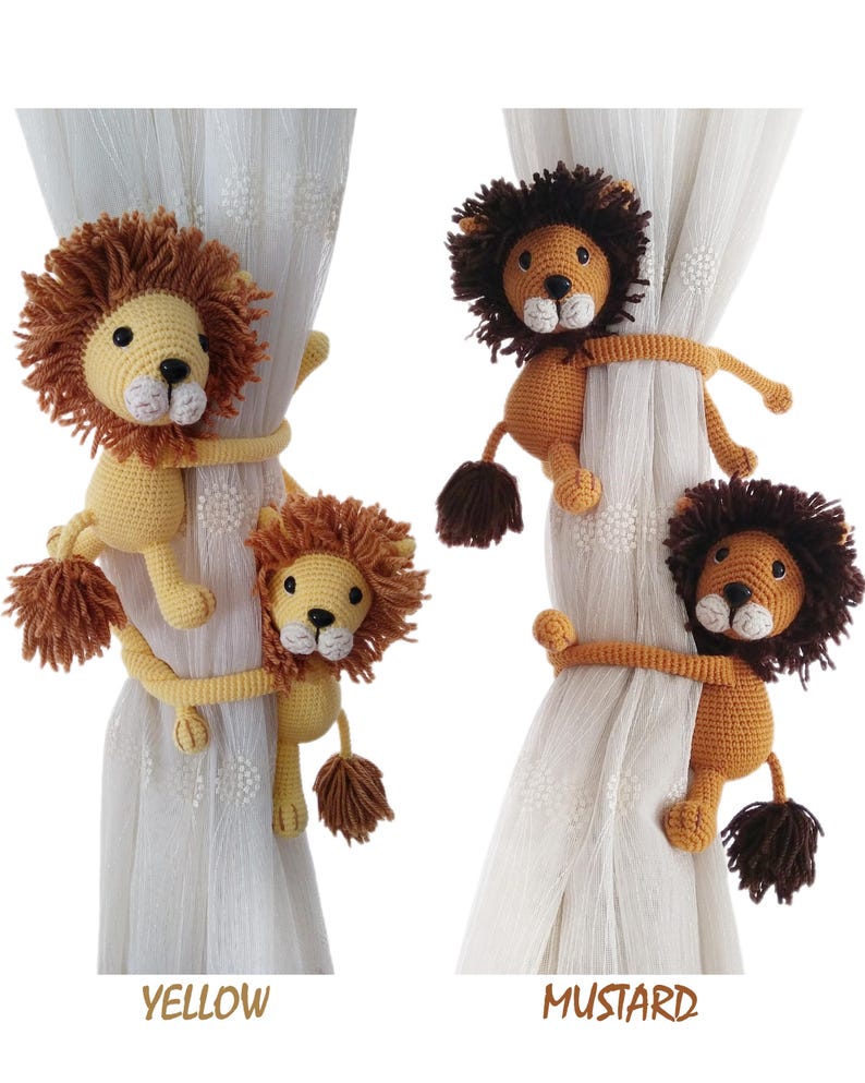 Embrasse de rideau crochet amigurumi animaux safari décoration