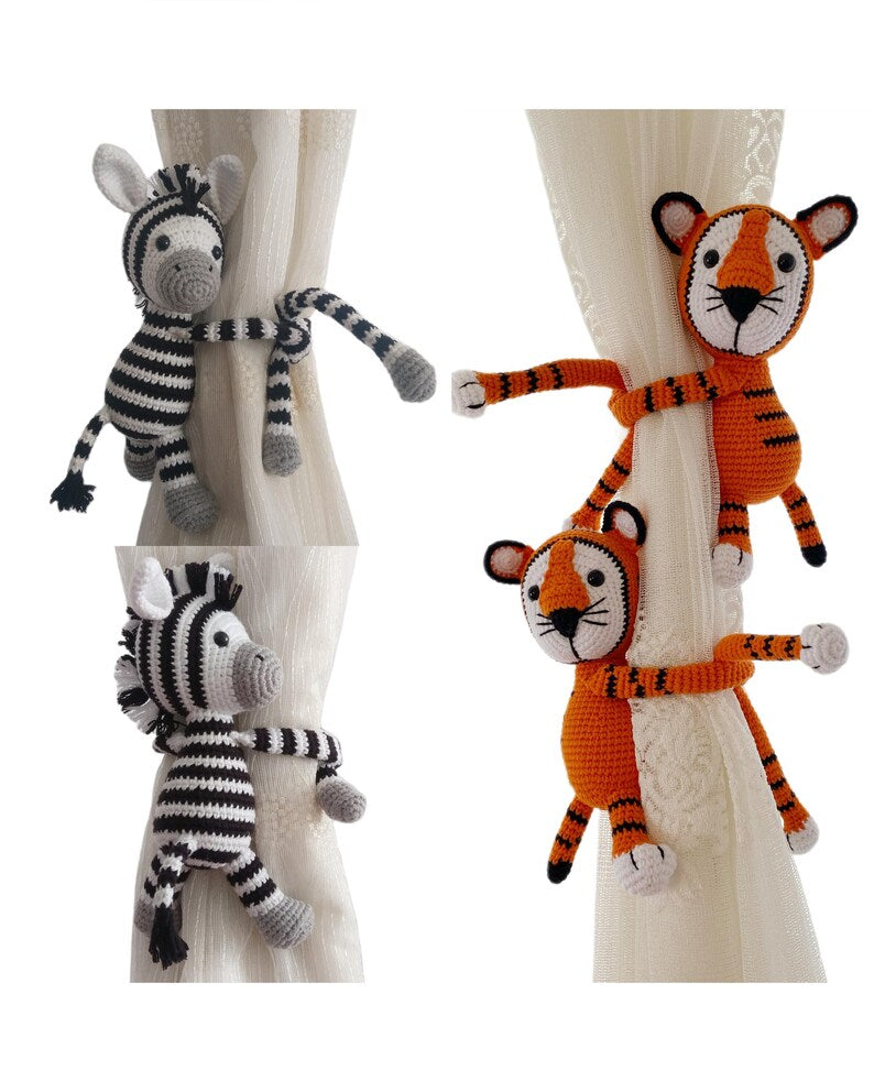Embrasse de rideau crochet amigurumi animaux safari décoration