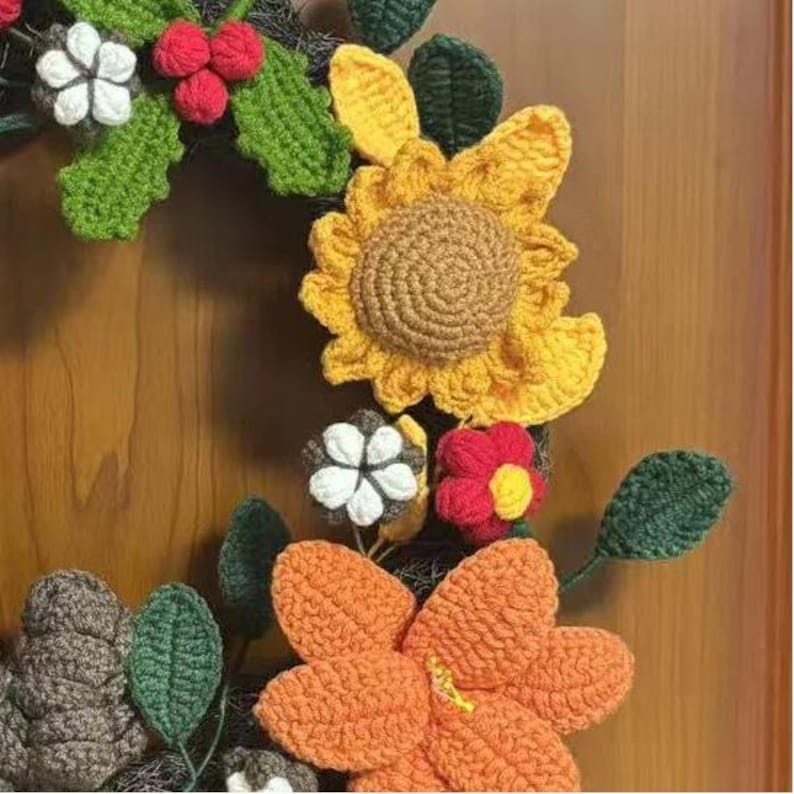 Couronne arc-en-ciel faite main en laine, couronne colorée au crochet, décoration bohème, décoration de porte joyeuse, cadeau de pendaison de crémaillère