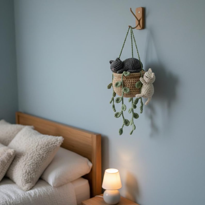 Suspension chats crochet jardinière miroir voiture décoration bohème