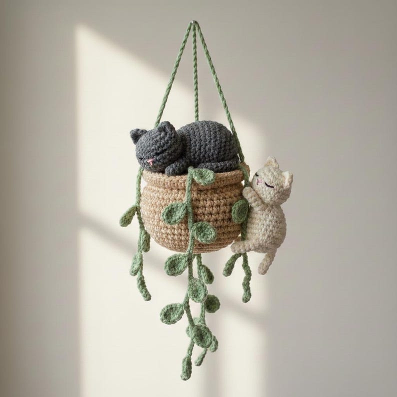 Suspension chats crochet jardinière miroir voiture décoration bohème