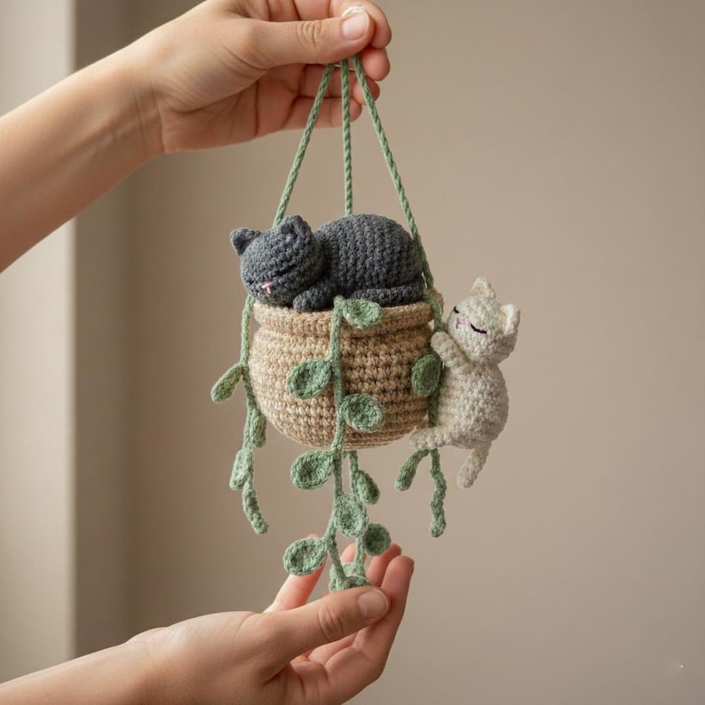 Suspension chats crochet jardinière miroir voiture décoration bohème