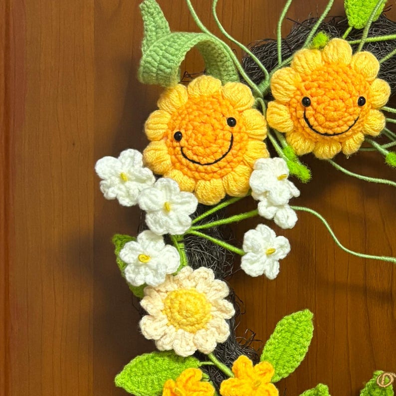 Couronne arc-en-ciel au crochet pour décoration murale et porte maison