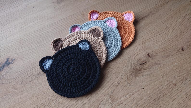 Dessous de verre chat au crochet, décoration d'intérieur faite main