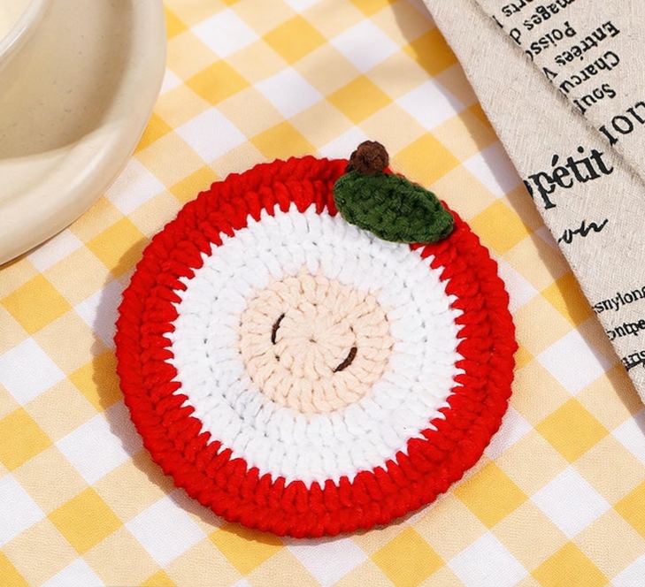 Sous-verres fruits au crochet, pastèque citron kiwi pêche