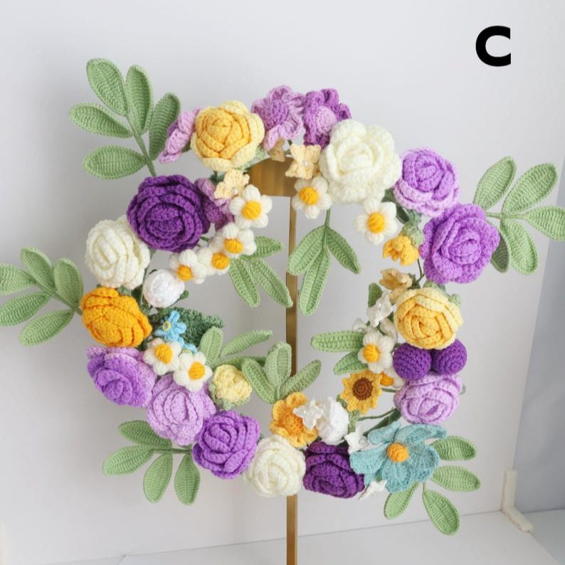 Couronne florale au crochet pour décoration maison et fête des mères