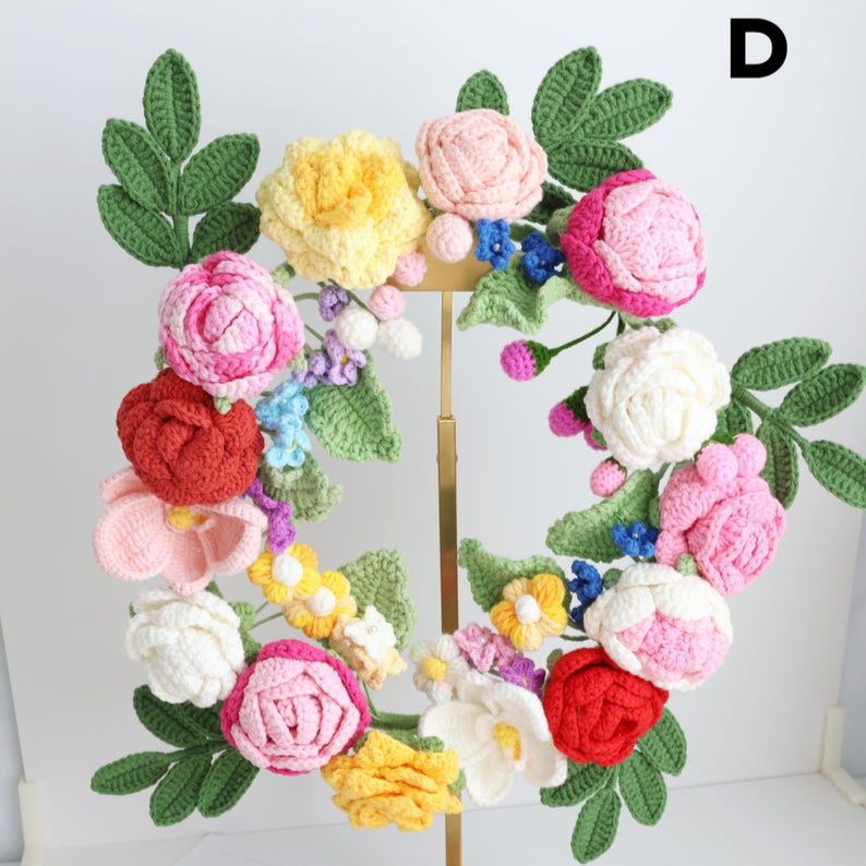 Couronne florale au crochet pour décoration maison et fête des mères