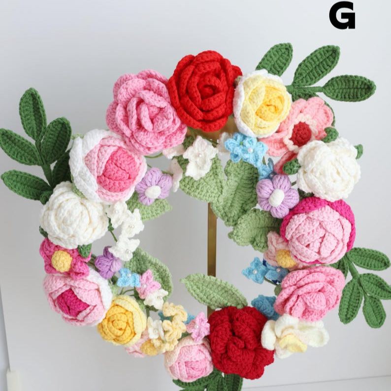 Couronne florale au crochet pour décoration maison et fête des mères