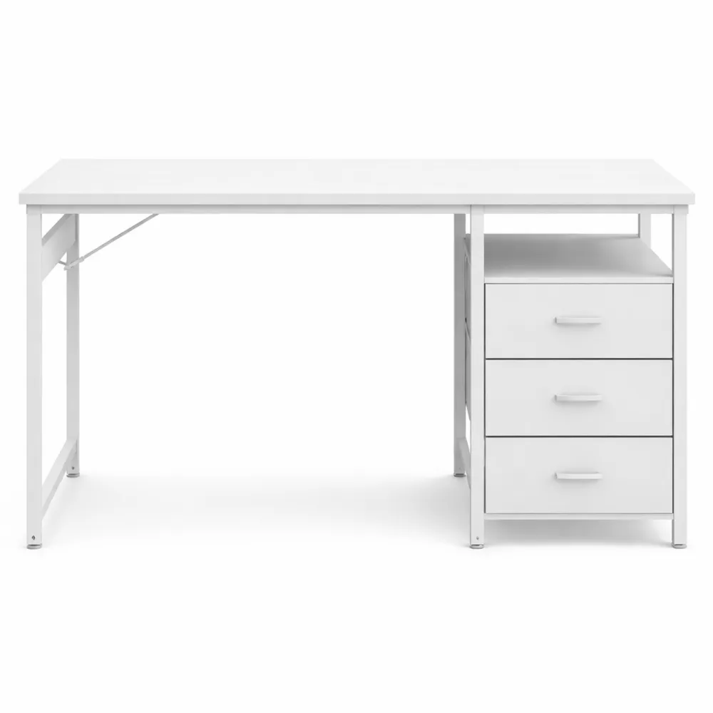 Moderner Schreibtisch mit Stauraum und USB-Anschlüssen, Weiß