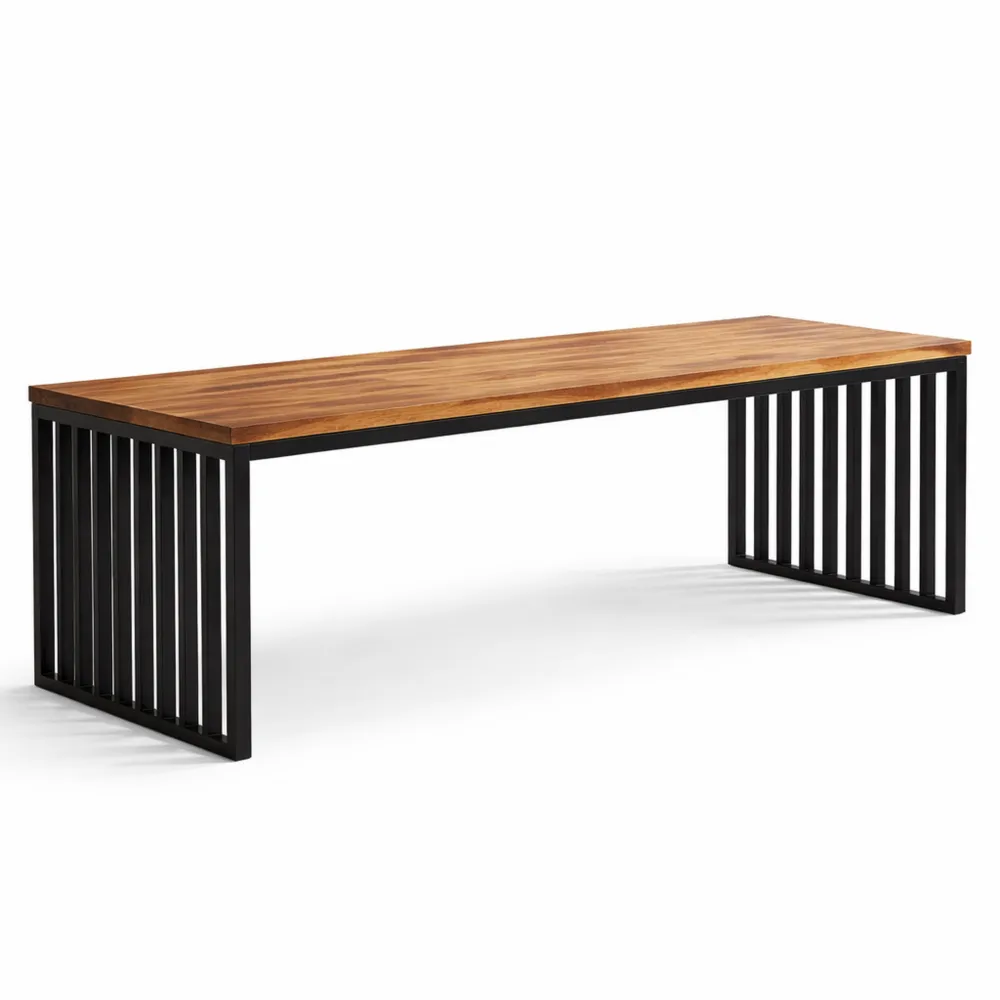 Großer Schreibtisch mit Metallgestell für Home Office