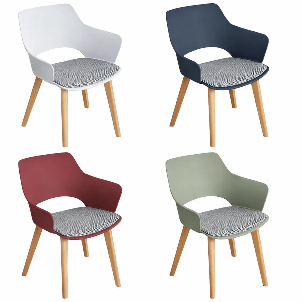 Esszimmerstuhl-Set im skandinavischen Stil mit Buchenholz-Beinen, gepolsterter Sitz, vielseitige Farbvarianten