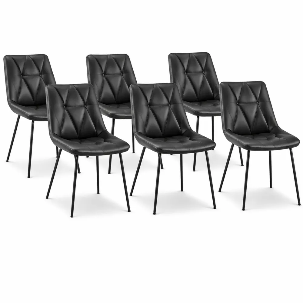 Robuste Esszimmerstühle, ergonomisch, leicht montierbar, 6er-Set, schwarz