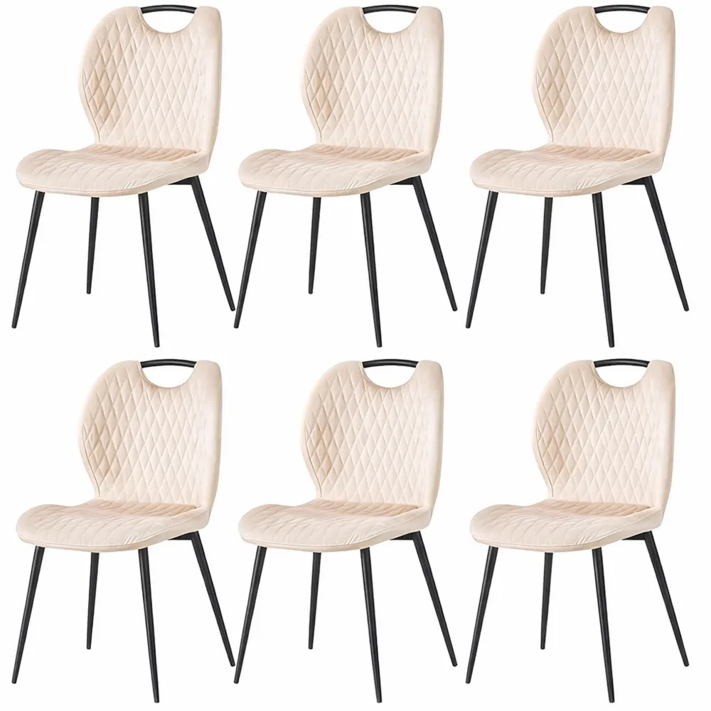 6er-Set Polsterstühle mit Metallbeinen für Esszimmer und Küche