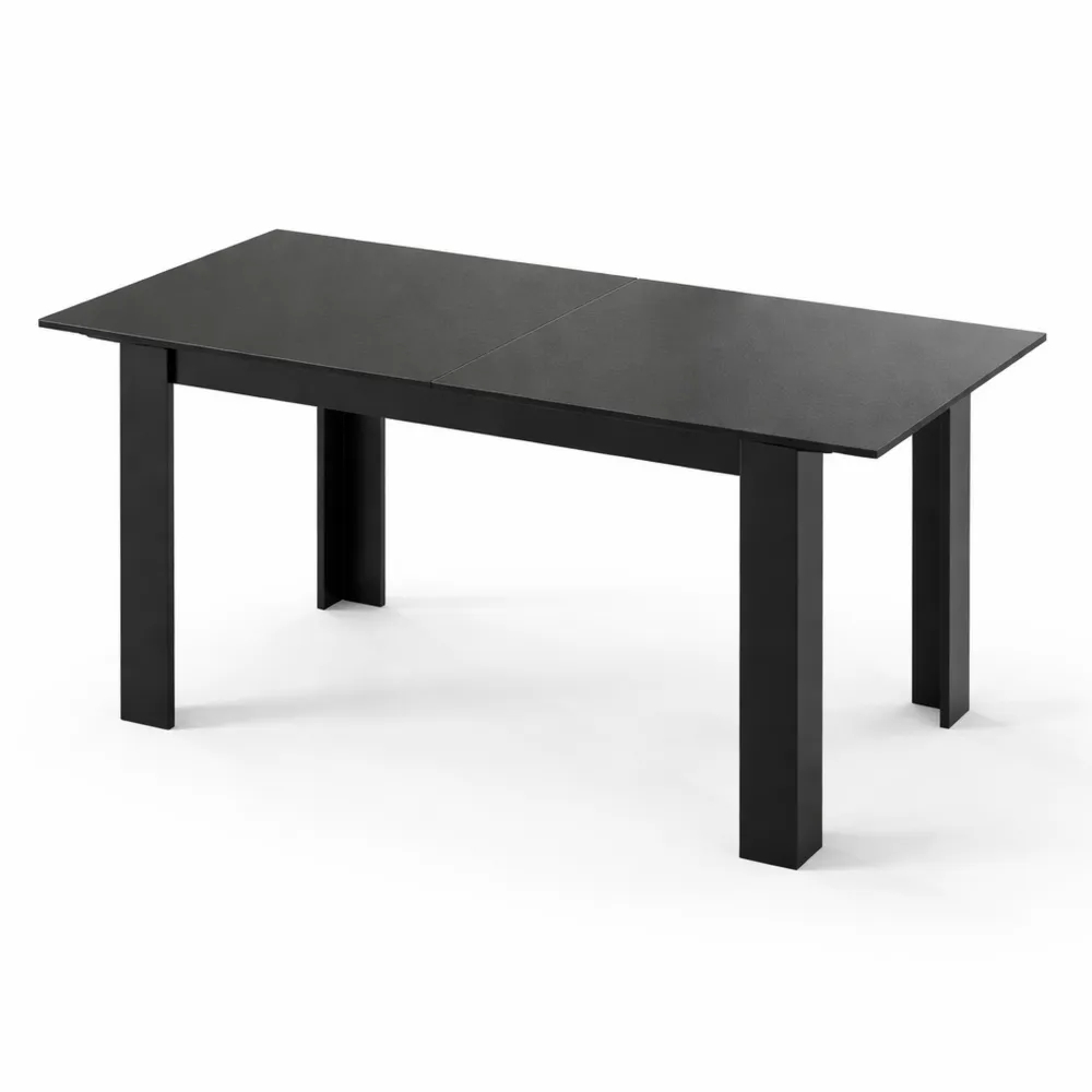 Ausziehbarer Esstisch für 4-6 Personen, rechteckig, 120/158 x 70 cm, schwarz