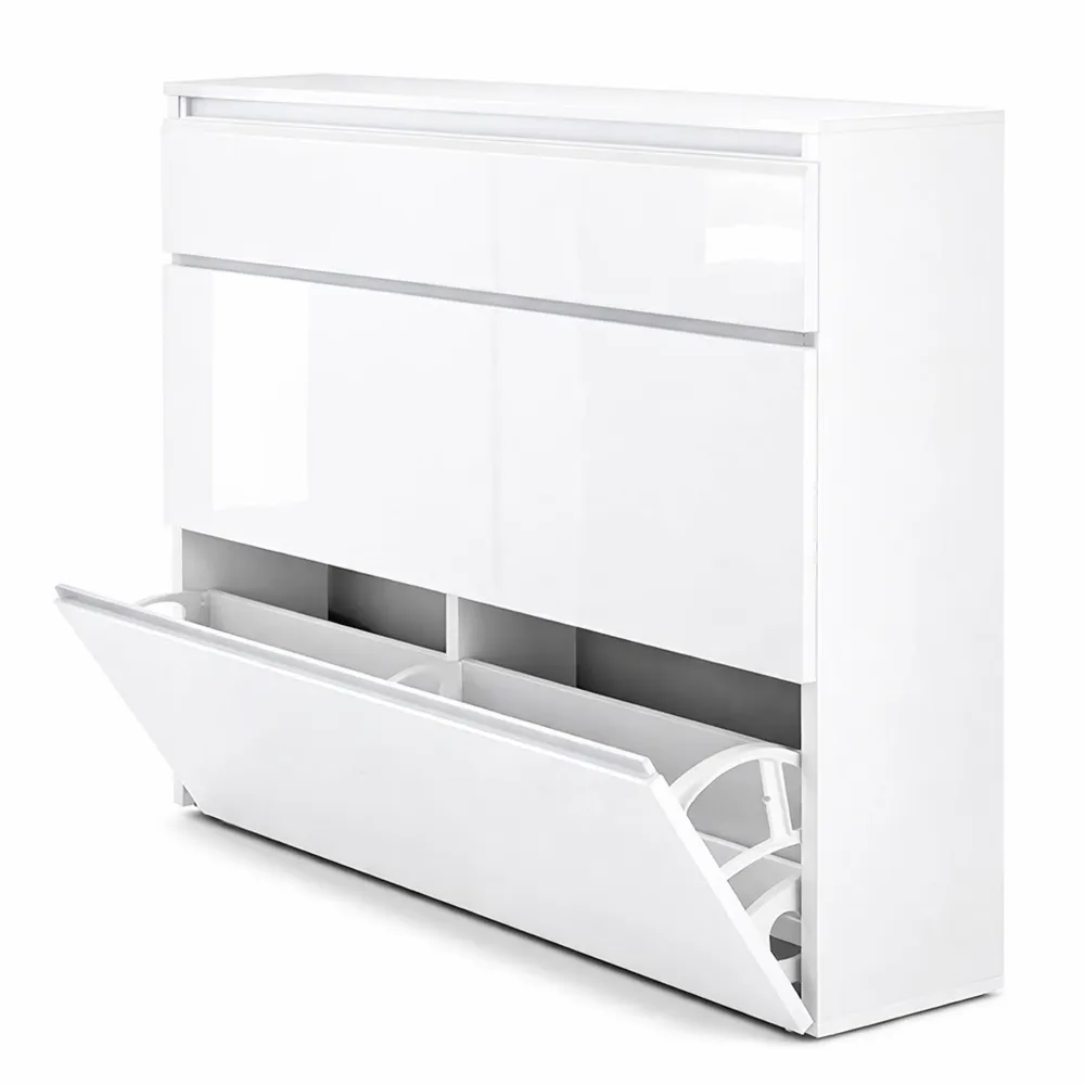 Moderner Schuhschrank für den Flur in Weiß Hochglanz