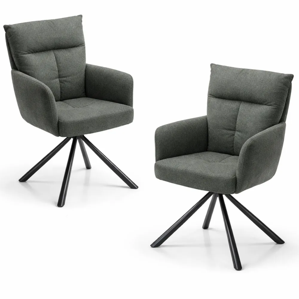 Esszimmerstühle Set mit Metallgestell und Mikrofaserbezug, Grau - Komfort für Esszimmer & Wohnzimmer