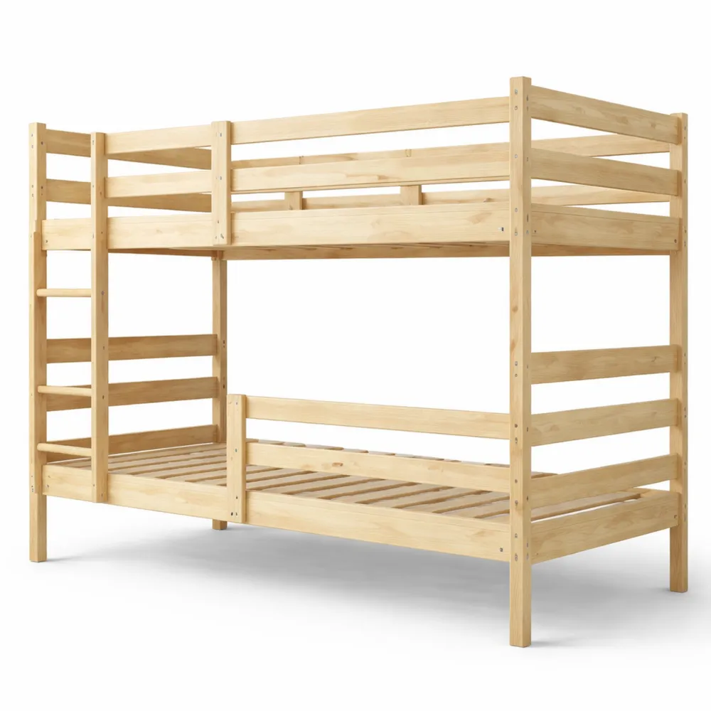 Hochbett aus Kiefernholz mit Leiter und Lattenrost für Kinder