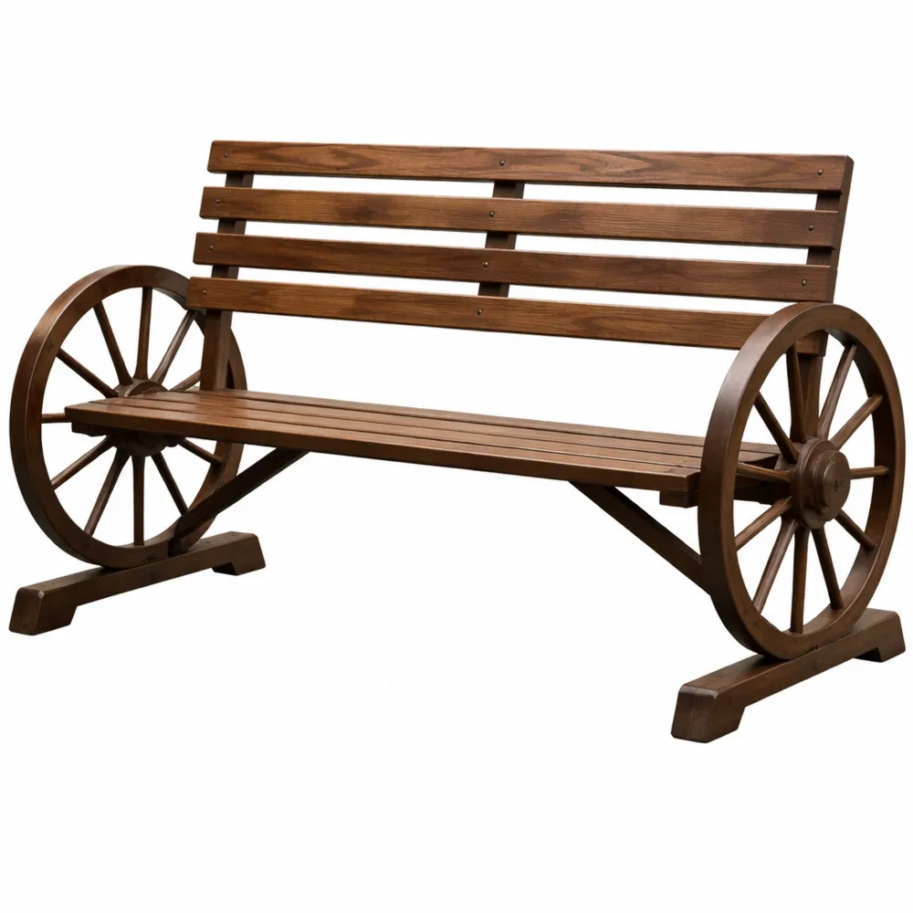 Wetterfeste 2-Sitzer Gartenbank mit Armlehnen und Rückenlehne, belastbar bis 240kg, Braun