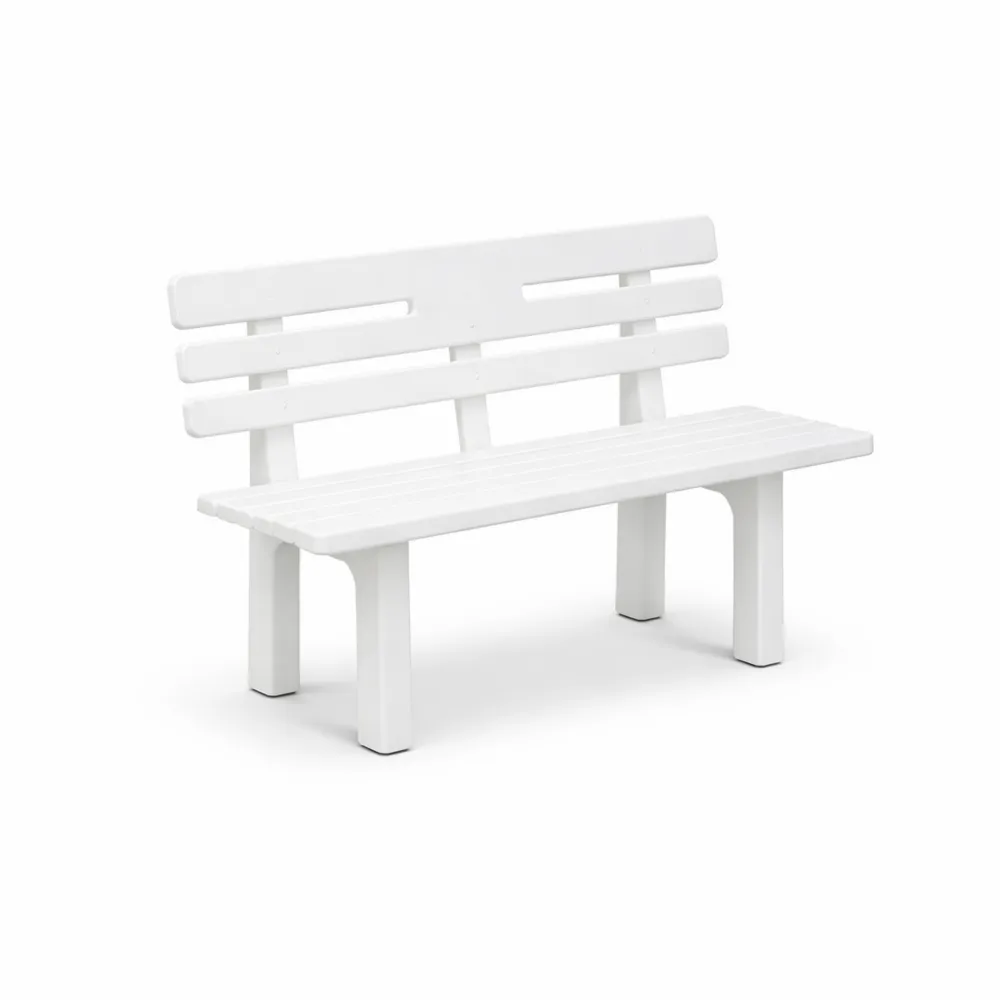 Weiße Gartenbank für den Außenbereich, wetterfest, 110 x 52 x 71 cm