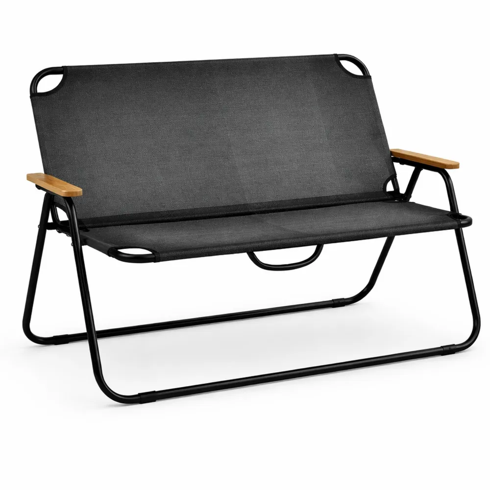 Klappbare Gartenbank für Terrasse und Camping, bis 220 kg, Schwarz