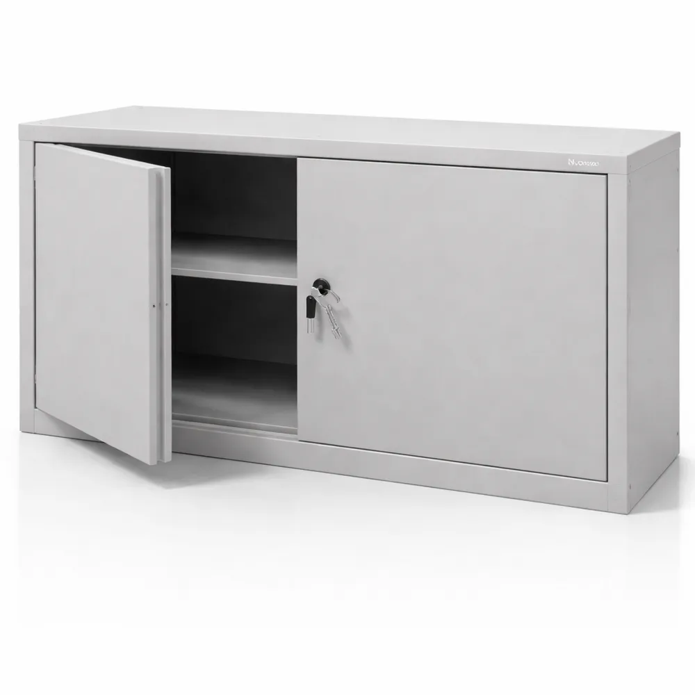 Metall-Aktenschrankaufsatz mit Flügeltüren, 38 x 80 x 40 cm, Grau