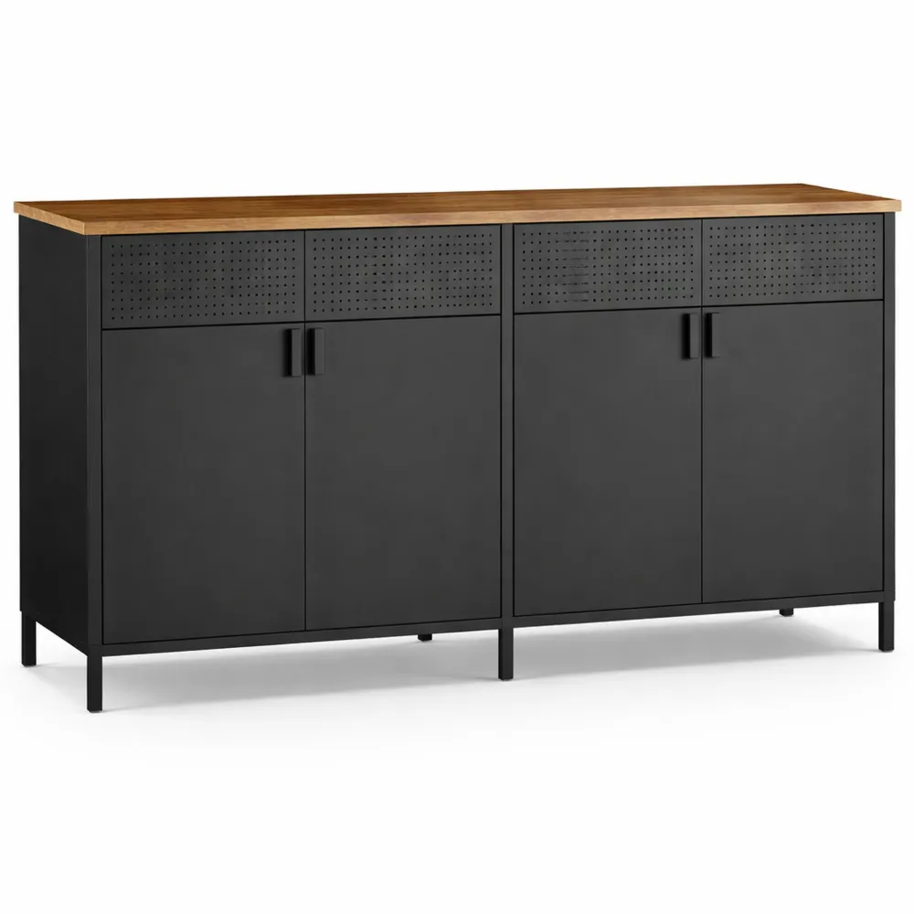 Industrieller Metallschrank mit verstellbaren Einlegeböden und Magnetverschluss, schwarz-braun