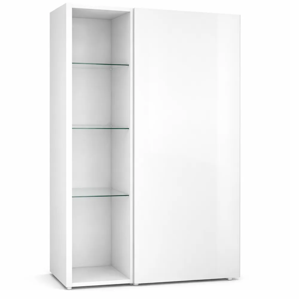 Moderne Vitrine mit Glasböden und Fächern, Weiß