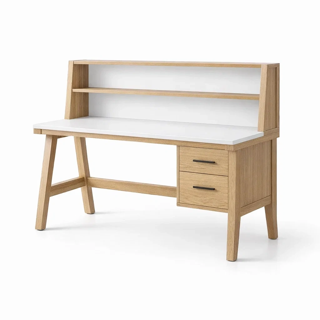 Schreibtisch eiche mdf weiß 120 x 60 x 90 cm-FURNIBALANCE