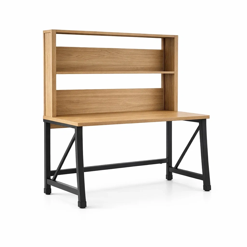 Schreibtisch holzoptik metallrahmen mit regal-FURNIBALANCE