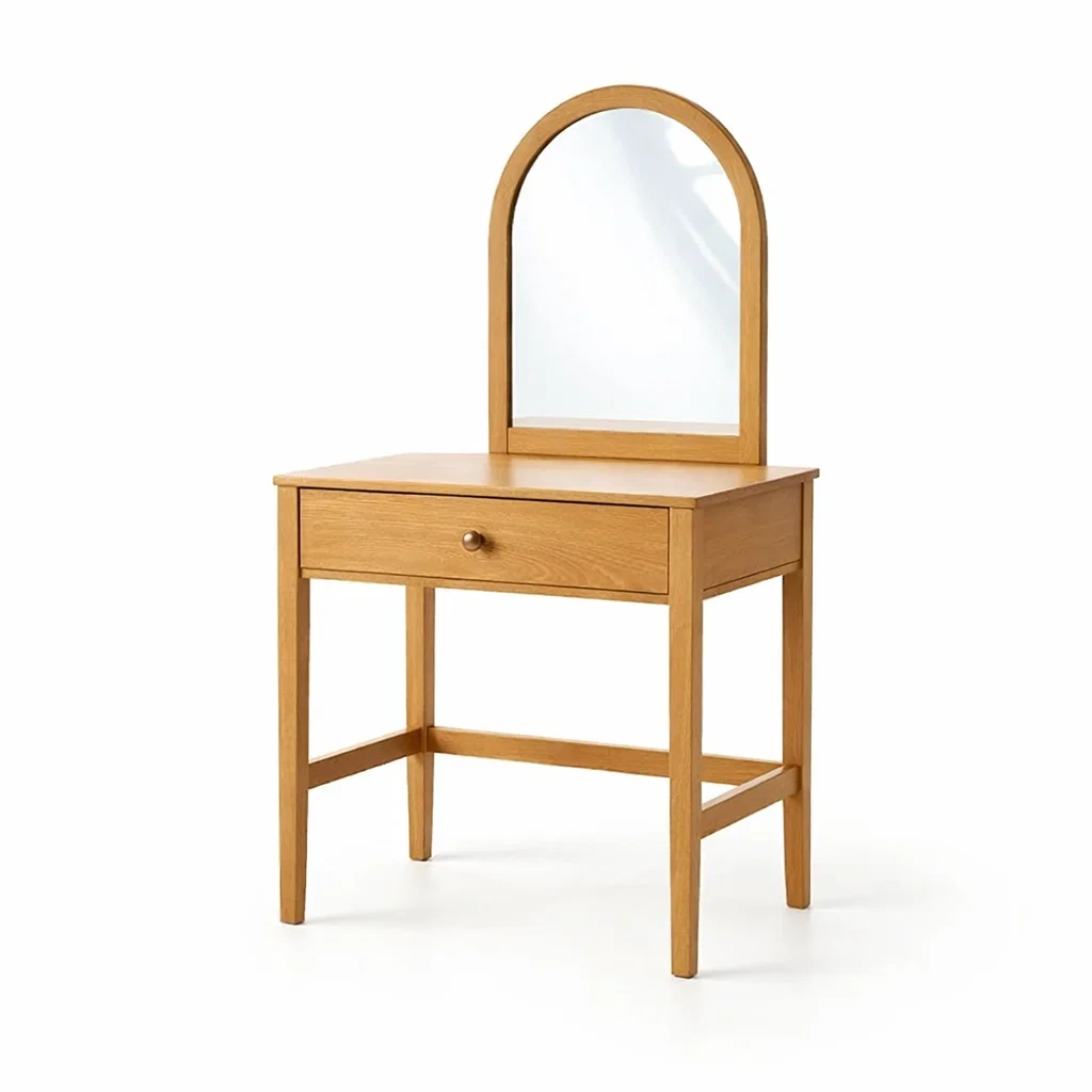 Schminktisch holz eiche mit spiegel 80 x 40 x 130 cm-FURNIBALANCE