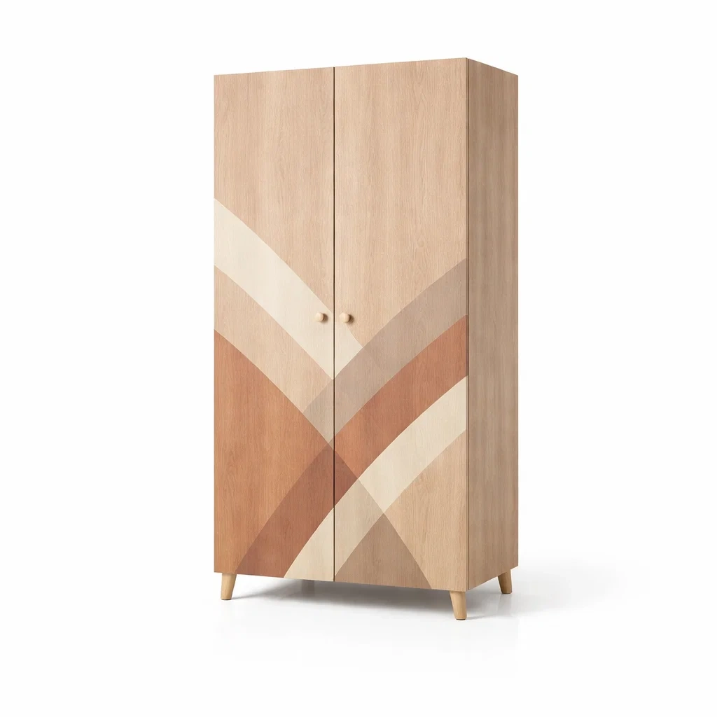 Kleiderschrank holz mit grafischem muster 180 x 80 x 50 cm-FURNIBALANCE