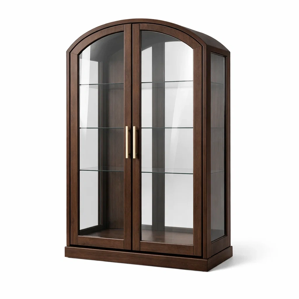 Vitrine holz glas braun bogenform-FURNIBALANCE