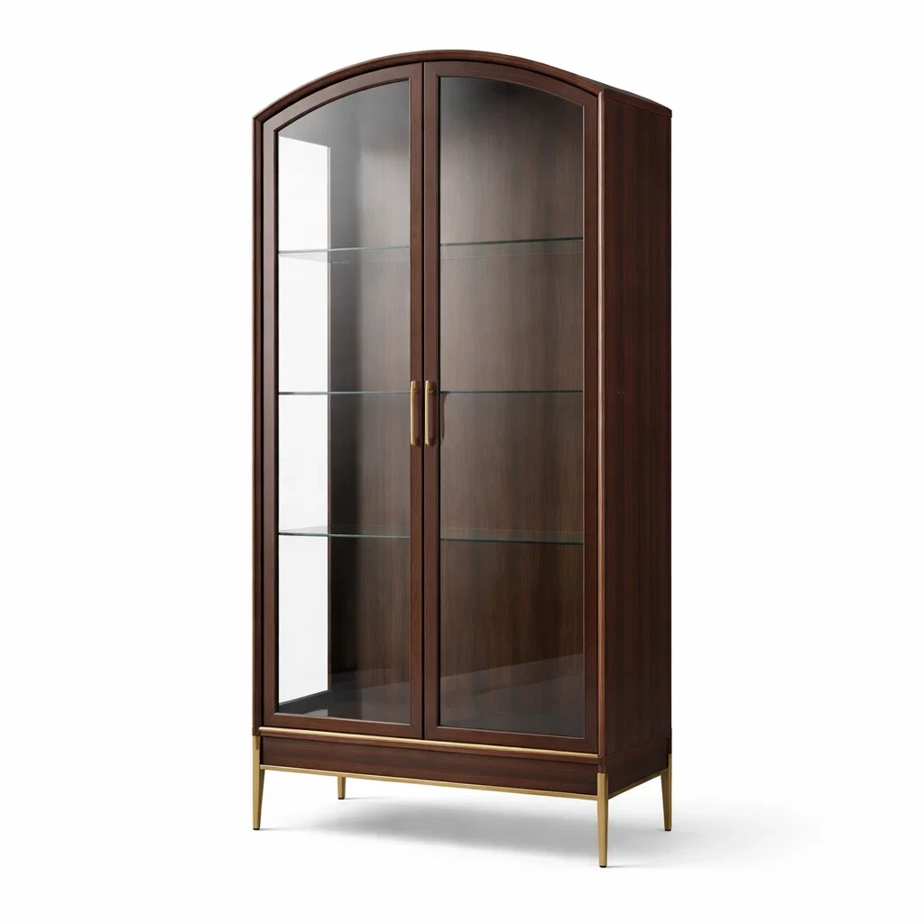 Vitrine holz glas dunkelbraun 200 x 90 x 40 cm-FURNIBALANCE