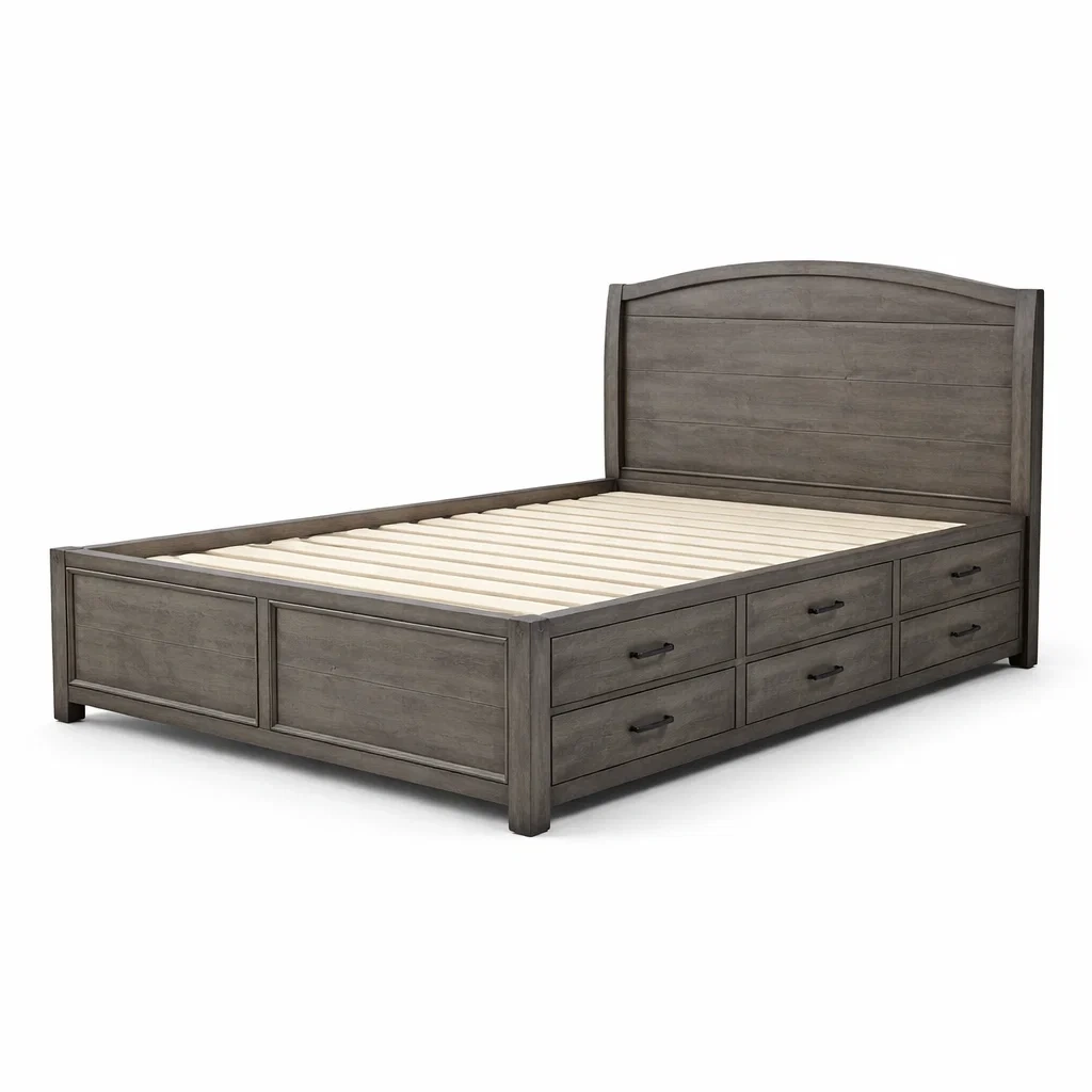 Bett mit stauraum holz mit kopfteil-FURNIINHOUSE
