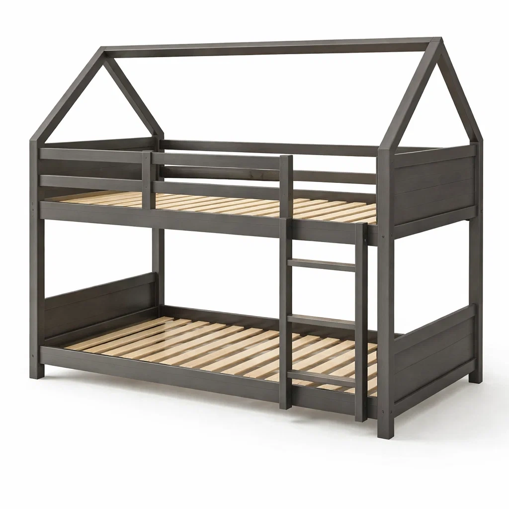Etagenbett holzhausform kiefer dunkelgrau 207 x 97 x 164 cm-FURNIINHOUSE