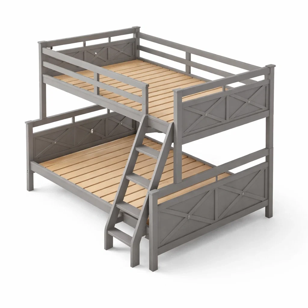 Etagenbett holz grau mit leiter-FURNIINHOUSE