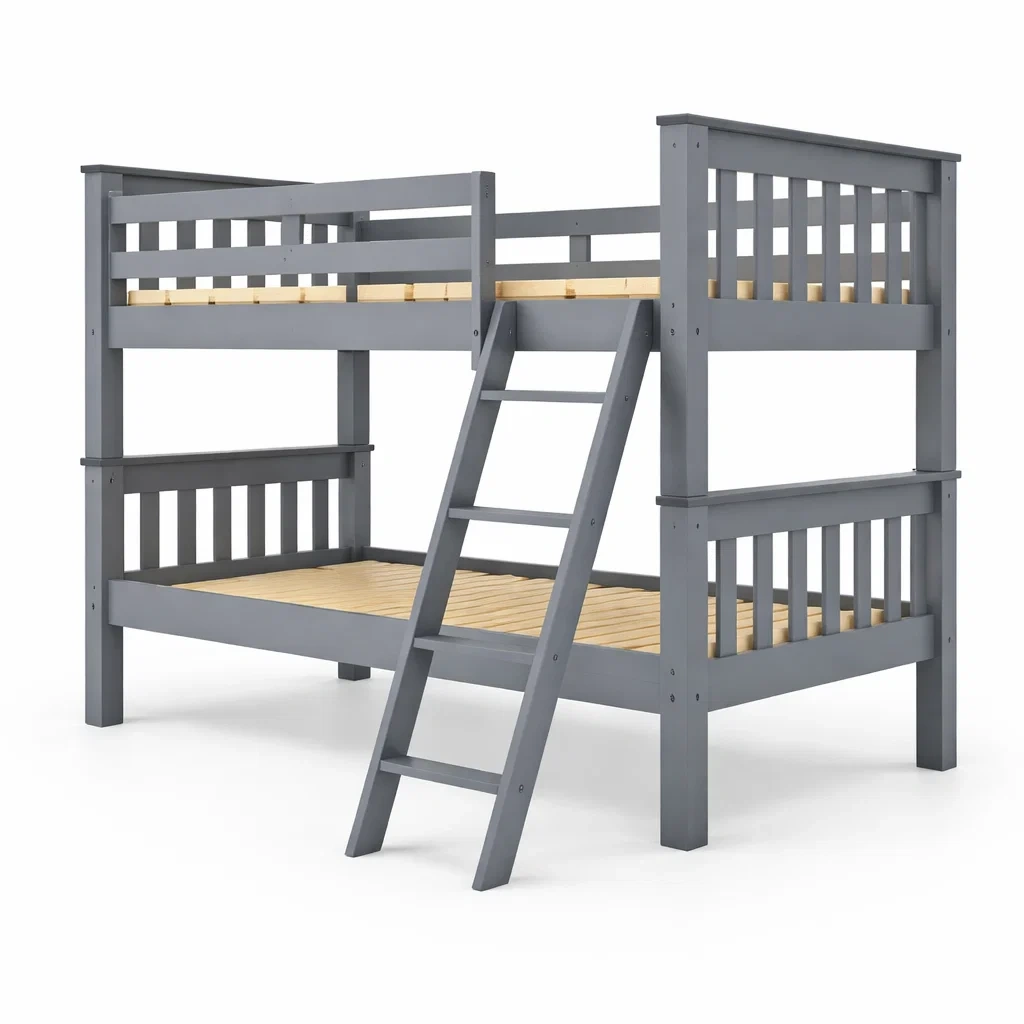 Etagenbett kiefernholz grau 200 x 96 x 140 cm-FURNIINHOUSE